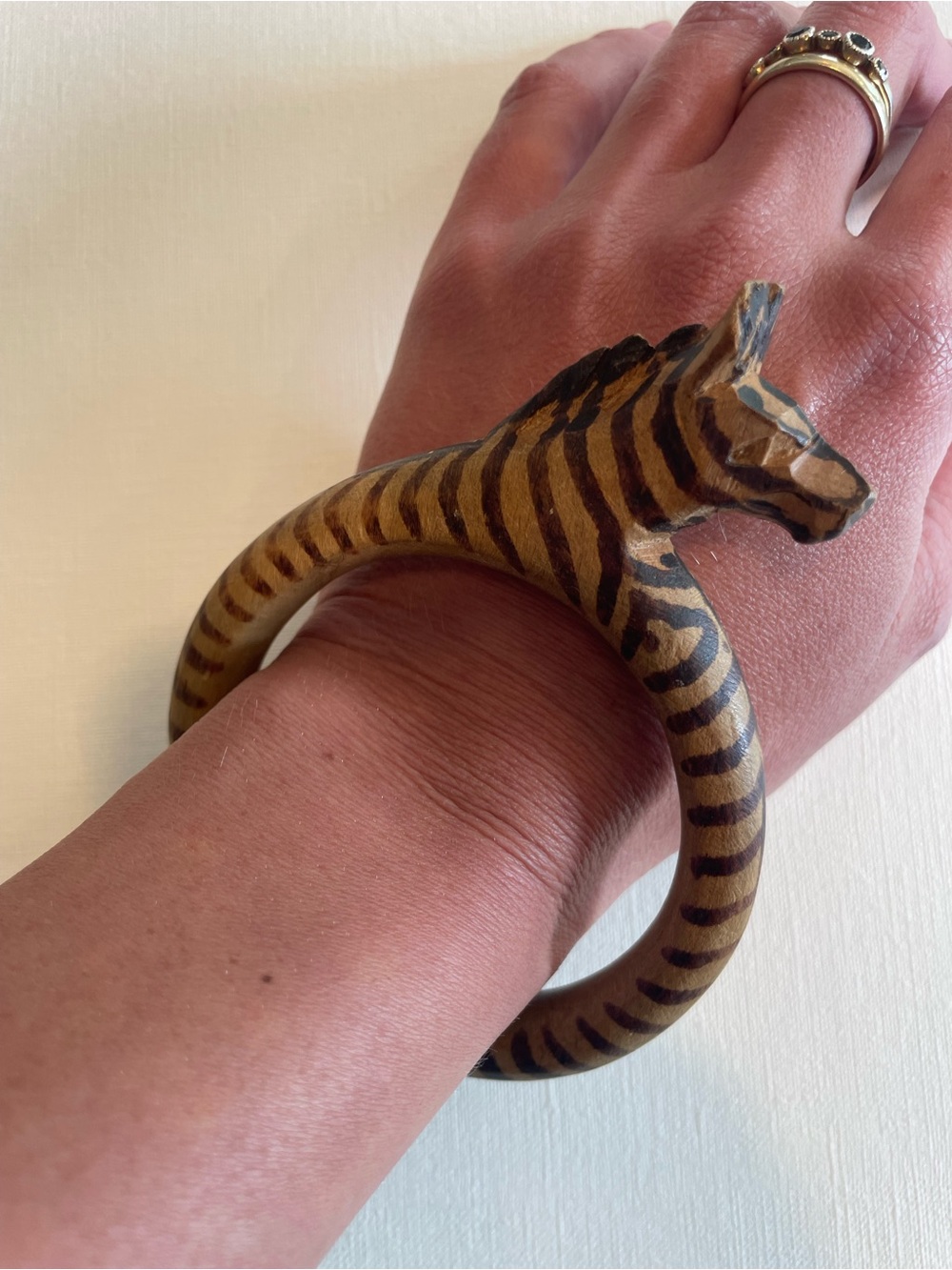 Unique Handcrafted wooden Zebra-Pattern Accessory bangle